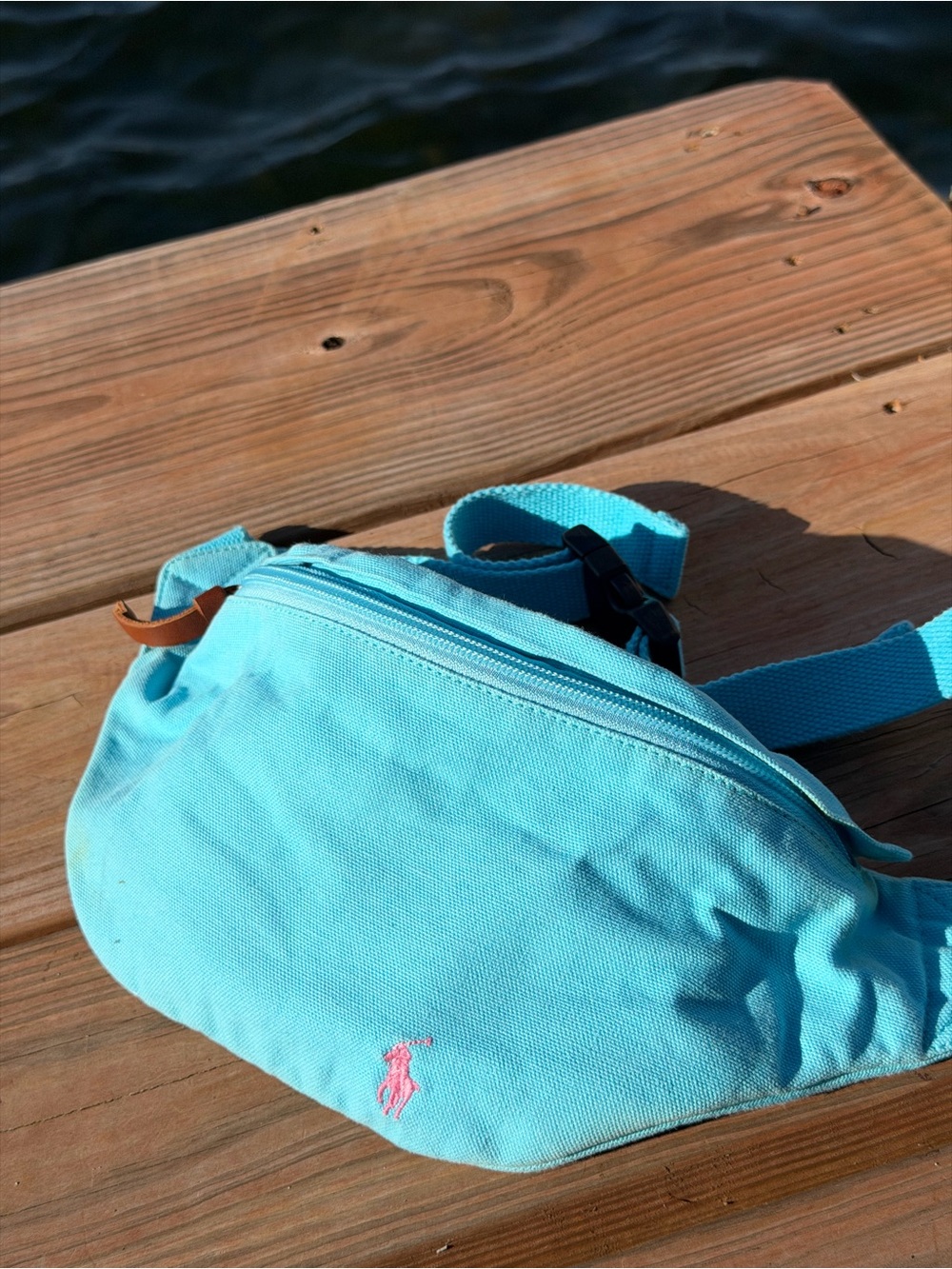 Polo by Ralph Lauren Turquoise Canvas Zip Pouch